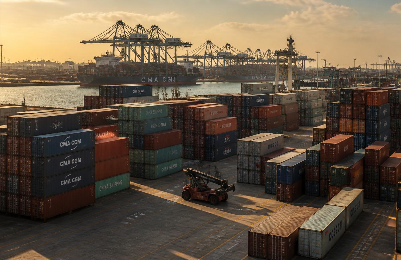 Container yard where cosmetics consignments are consolidated for export