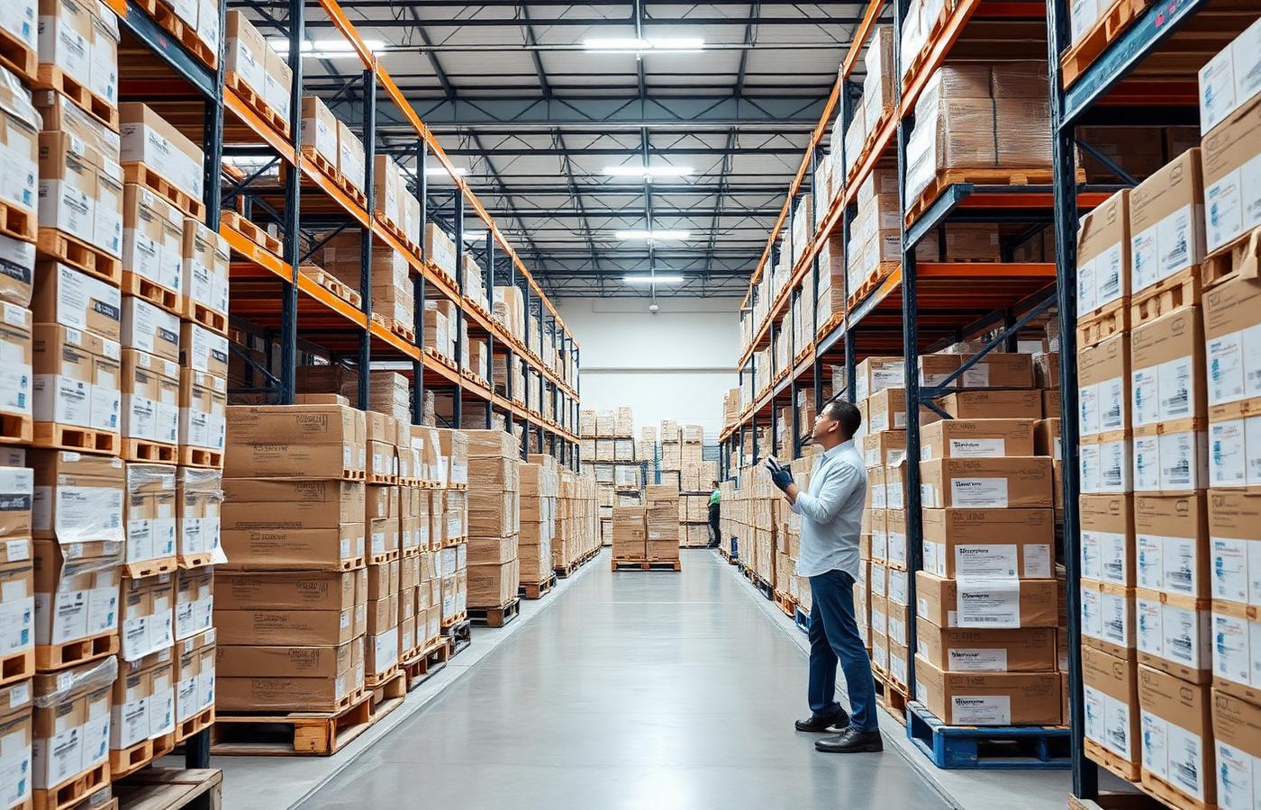 Free-zone warehouse team preparing natural cosmetics pallets for export from Ras Al Khaimah