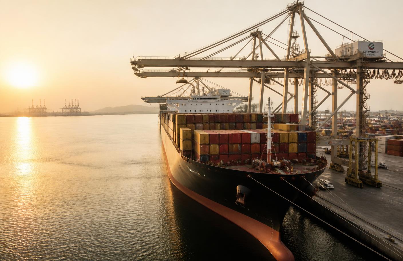 Container vessel loading at a Gulf port terminal
